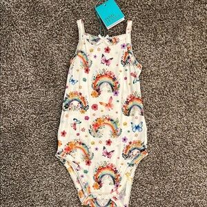 Posh Peanut Rainbow and Butterfly Print Bodysuit